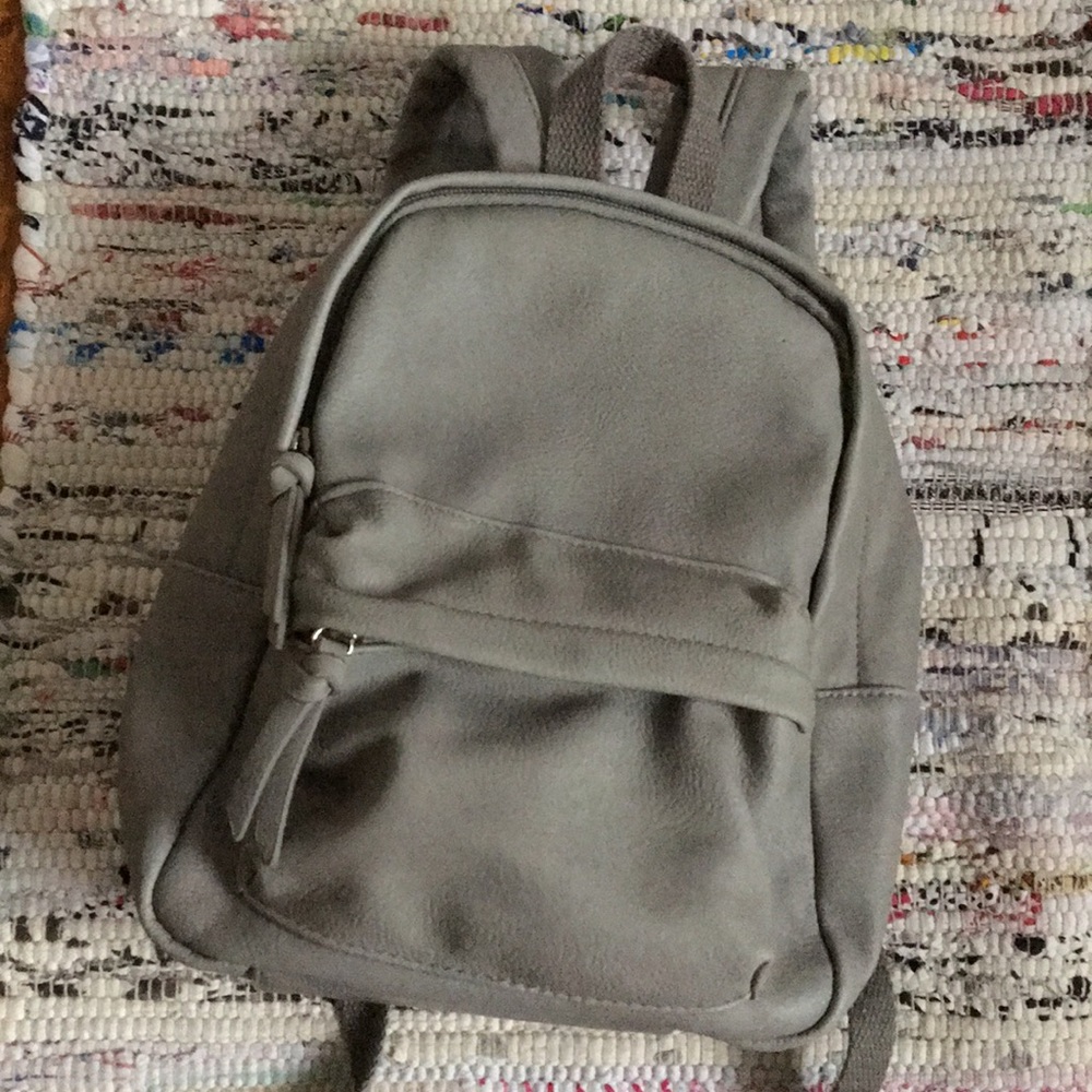 Pleather Gray Mini Backpack